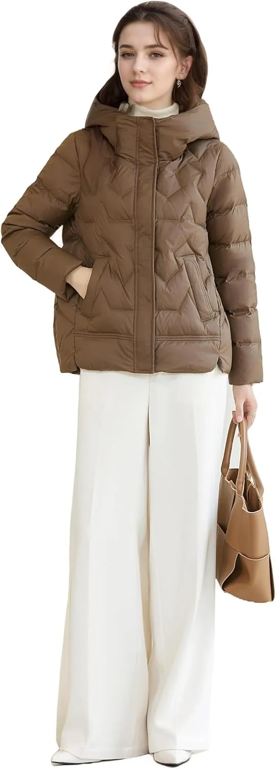 Women's Winter Down Jacket - Warm Hooded Puffer Coat - Stylish and Cozy Cold Weather Outerwear