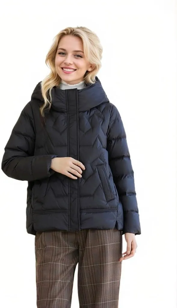 Women's Winter Down Jacket - Warm Hooded Puffer Coat - Stylish and Cozy Cold Weather Outerwear