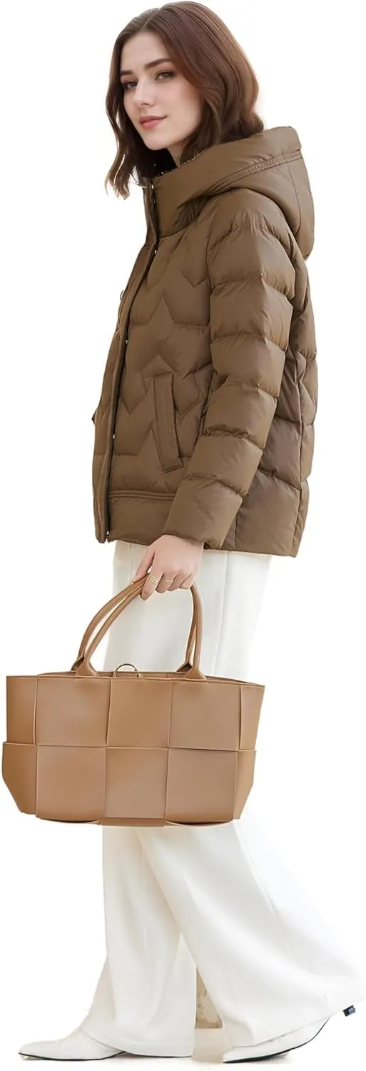 Women's Winter Down Jacket - Warm Hooded Puffer Coat - Stylish and Cozy Cold Weather Outerwear