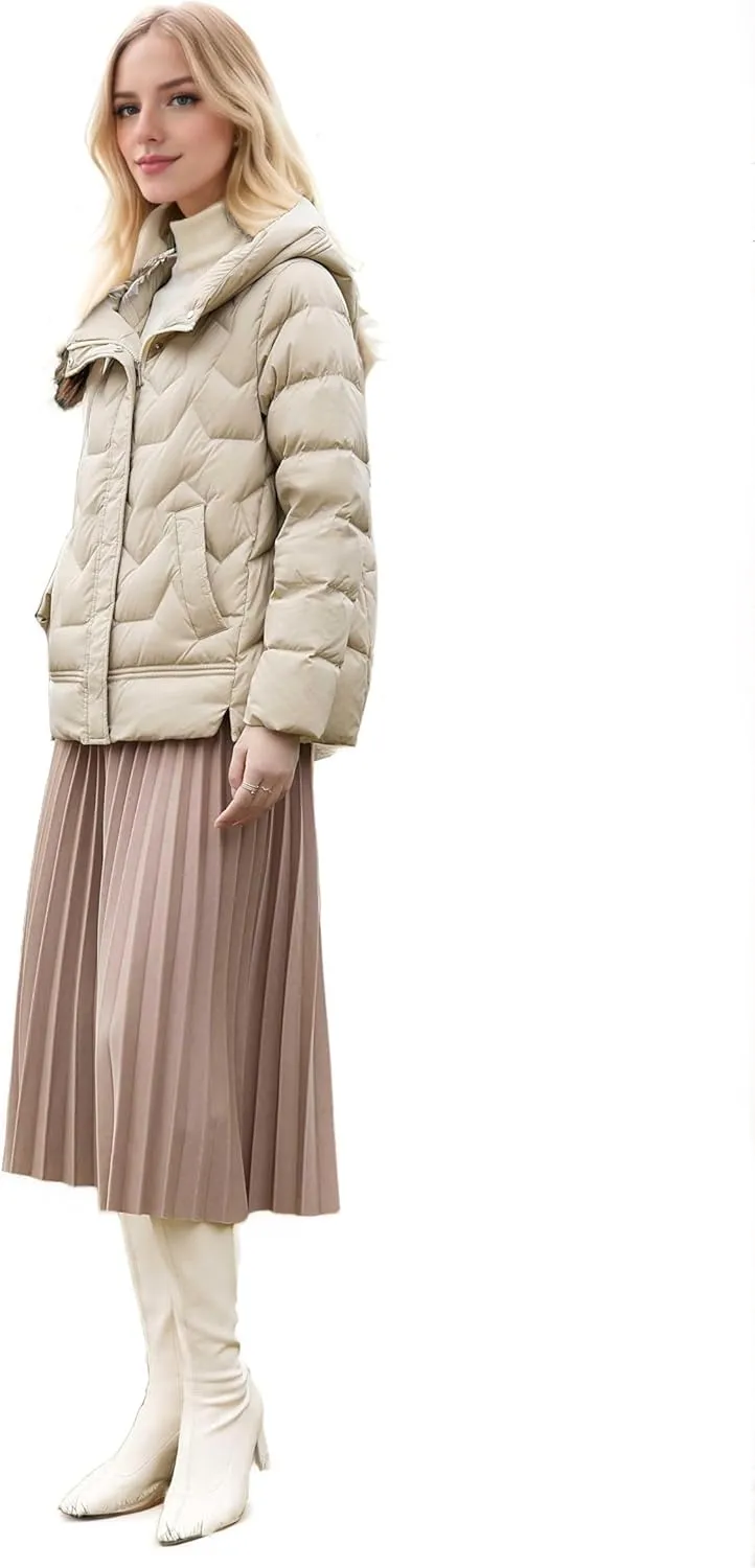 Women's Winter Down Jacket - Warm Hooded Puffer Coat - Stylish and Cozy Cold Weather Outerwear