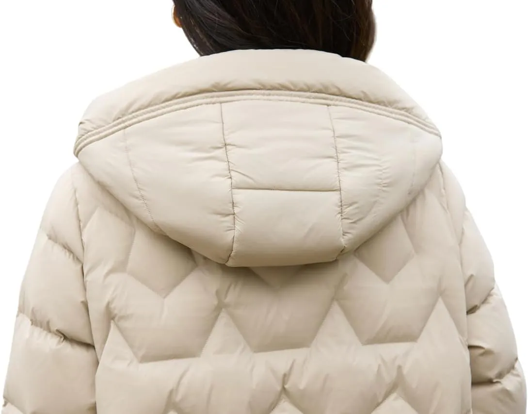 Women's Winter Down Jacket - Warm Hooded Puffer Coat - Stylish and Cozy Cold Weather Outerwear
