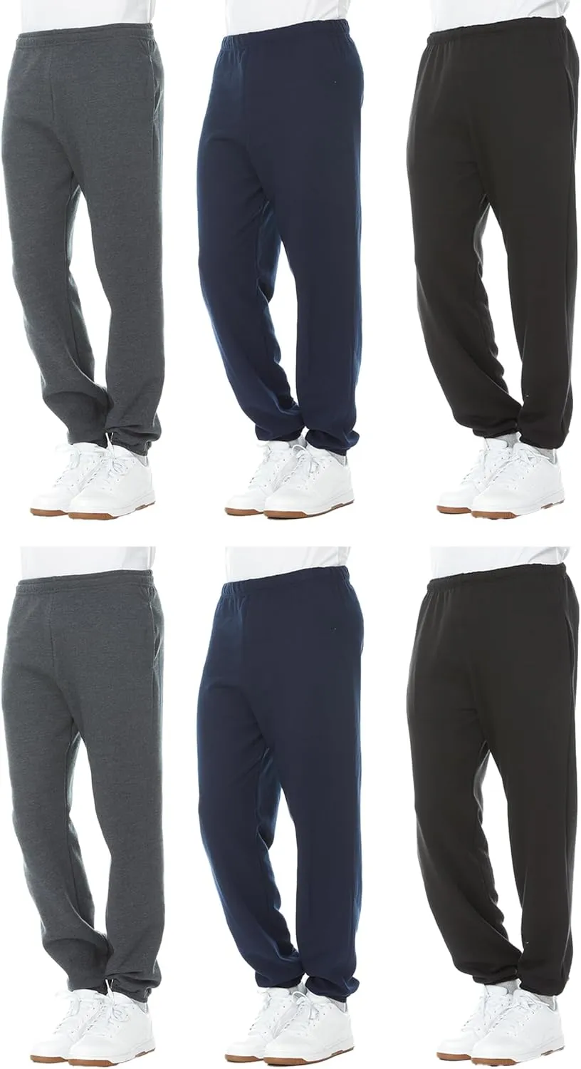 Yacht & Smith 24 Pack of Boys Jogger Bulk Sweatpants, Black Navy Gray, Comfy Lounge Joggers for Kids