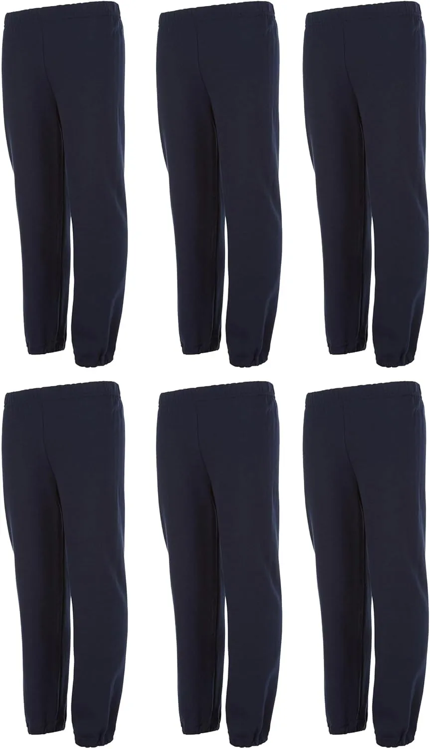 Yacht & Smith 24 Pack of Boys Jogger Bulk Sweatpants, Black Navy Gray, Comfy Lounge Joggers for Kids