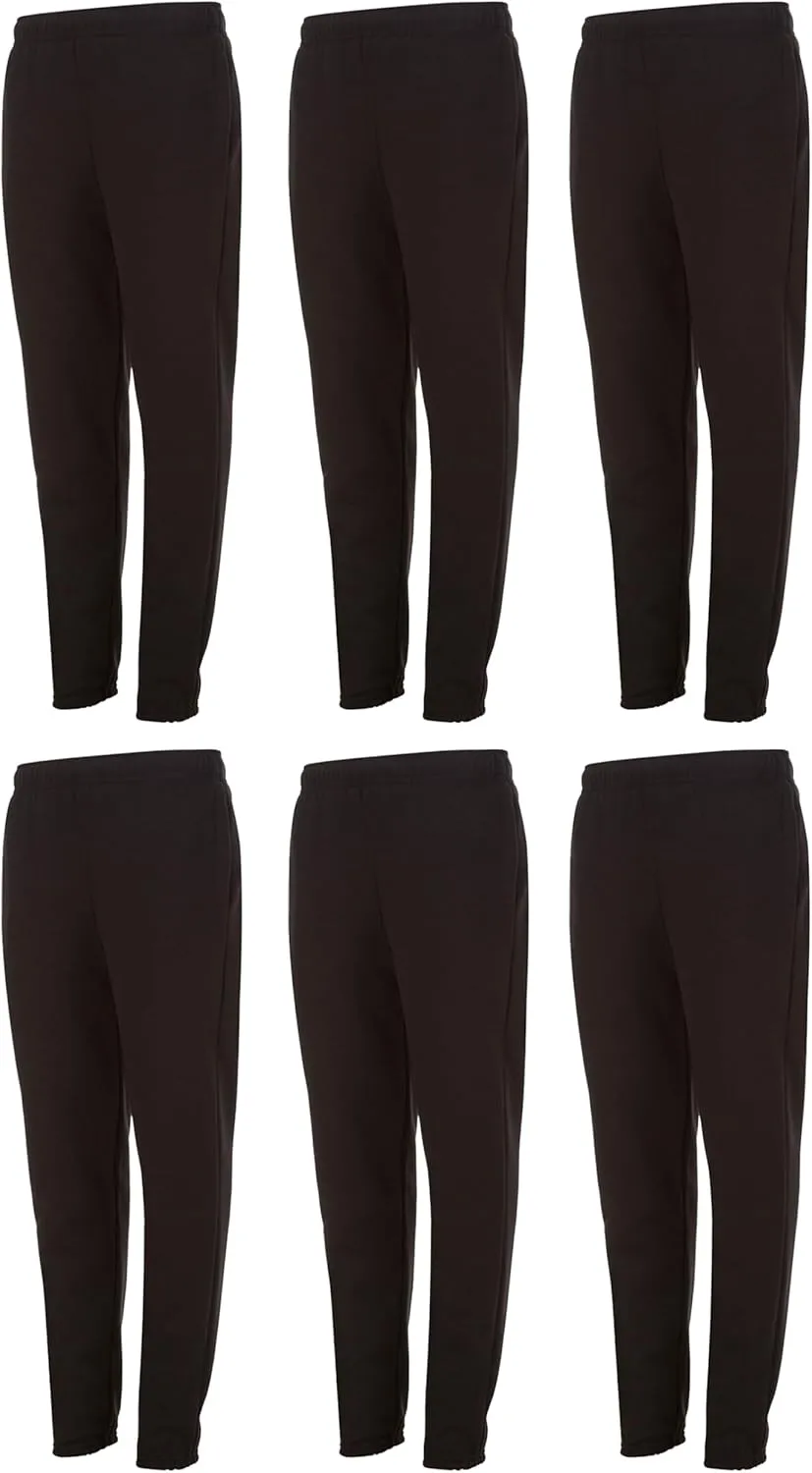 Yacht & Smith 24 Pack of Boys Jogger Bulk Sweatpants, Black Navy Gray, Comfy Lounge Joggers for Kids