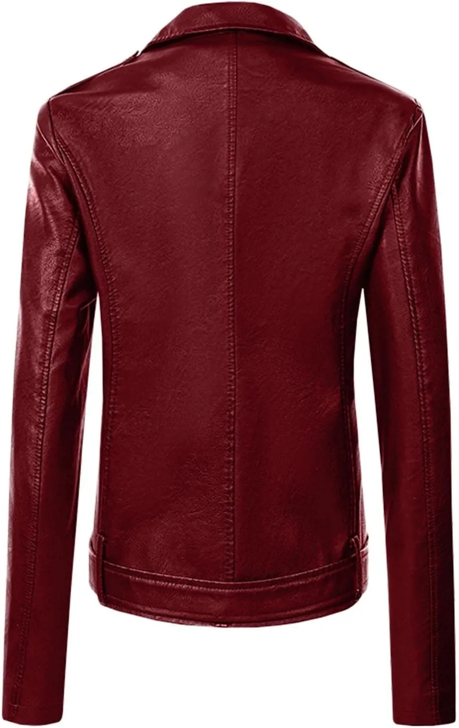 ZYXTIM Women's Classic Vintage Faux Leather Motorcycle Jacket Stylish Notched Collar Oblique Zipper Shacket Jacket