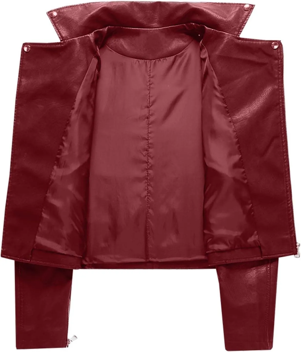 ZYXTIM Women's Classic Vintage Faux Leather Motorcycle Jacket Stylish Notched Collar Oblique Zipper Shacket Jacket